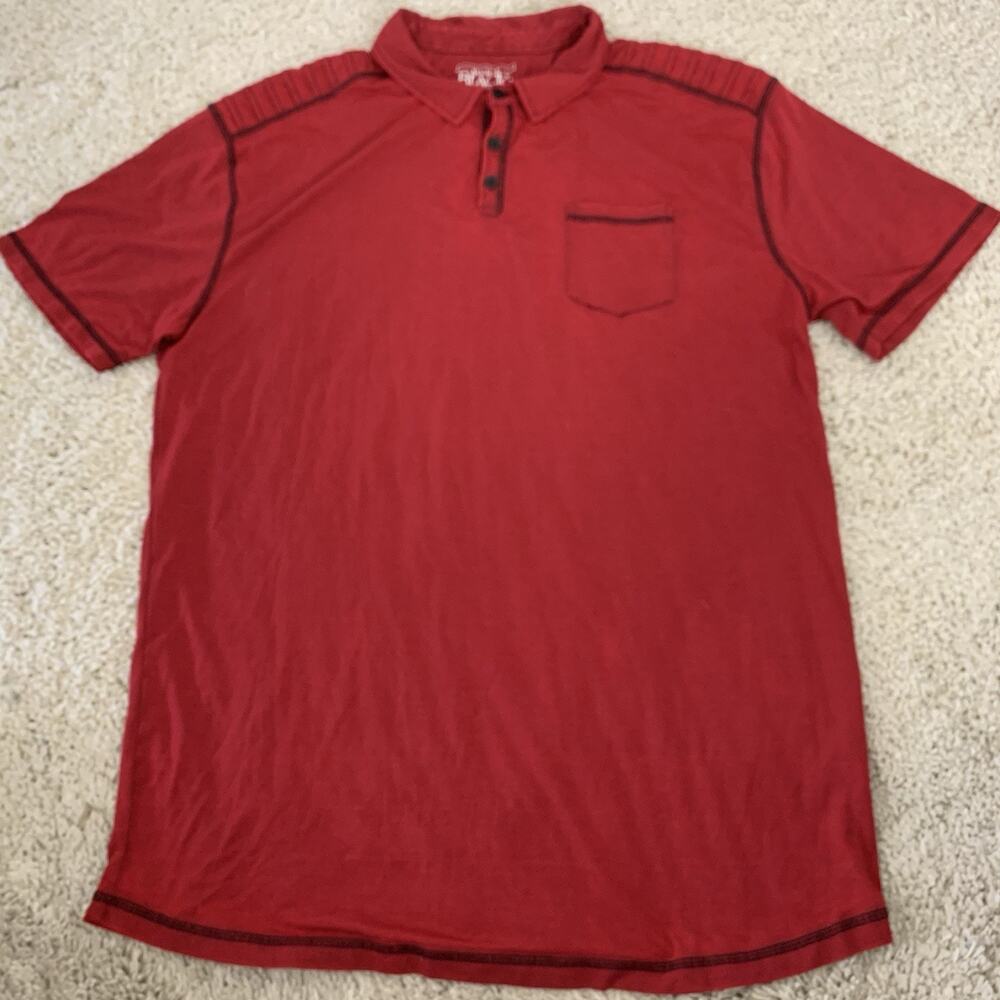 Buckle Black Polo Shirt Mens XXL Dark Red Stitching Golf Lightweight Pullover